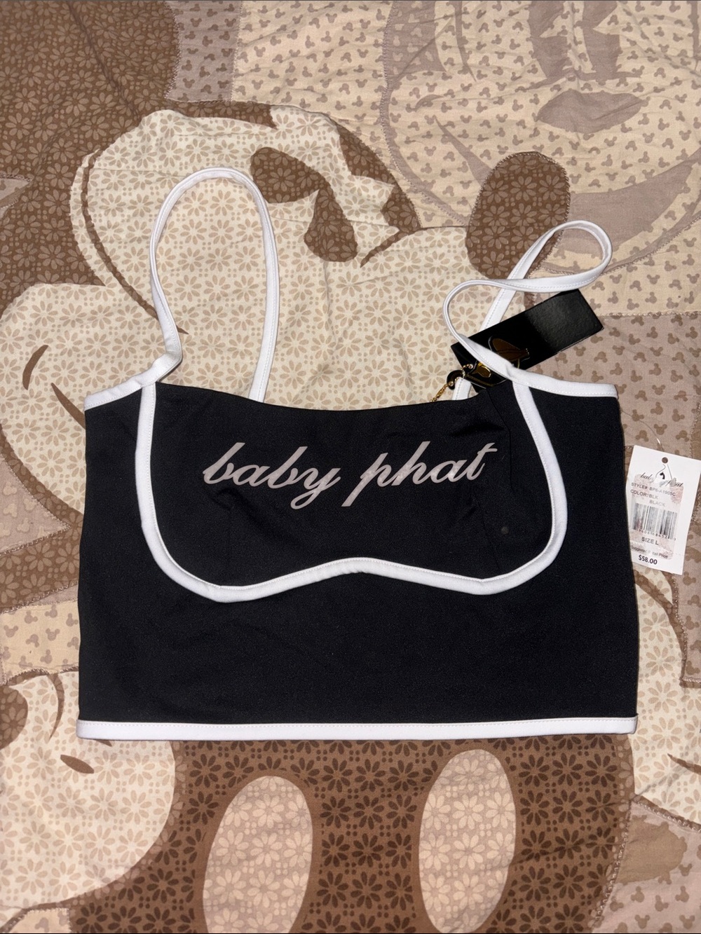 Baby Phat Black and White Trim Logo Bandeau Tank